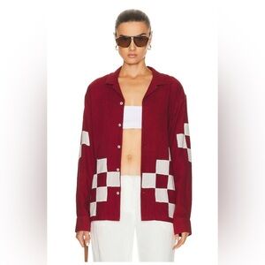 NWT HARAGO Applique Full Sleeve Shirt in Red size medium